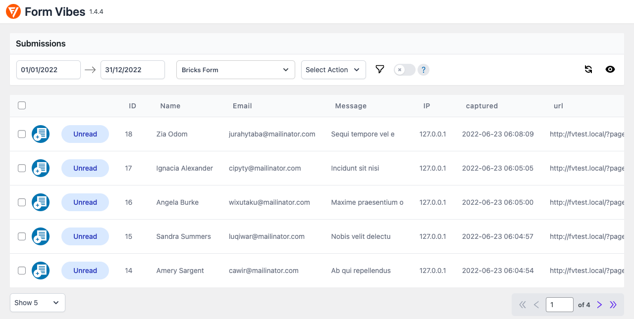 Form Vibes: Bricks Builder Form Submissions